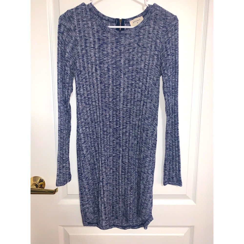 Blue sweater dress